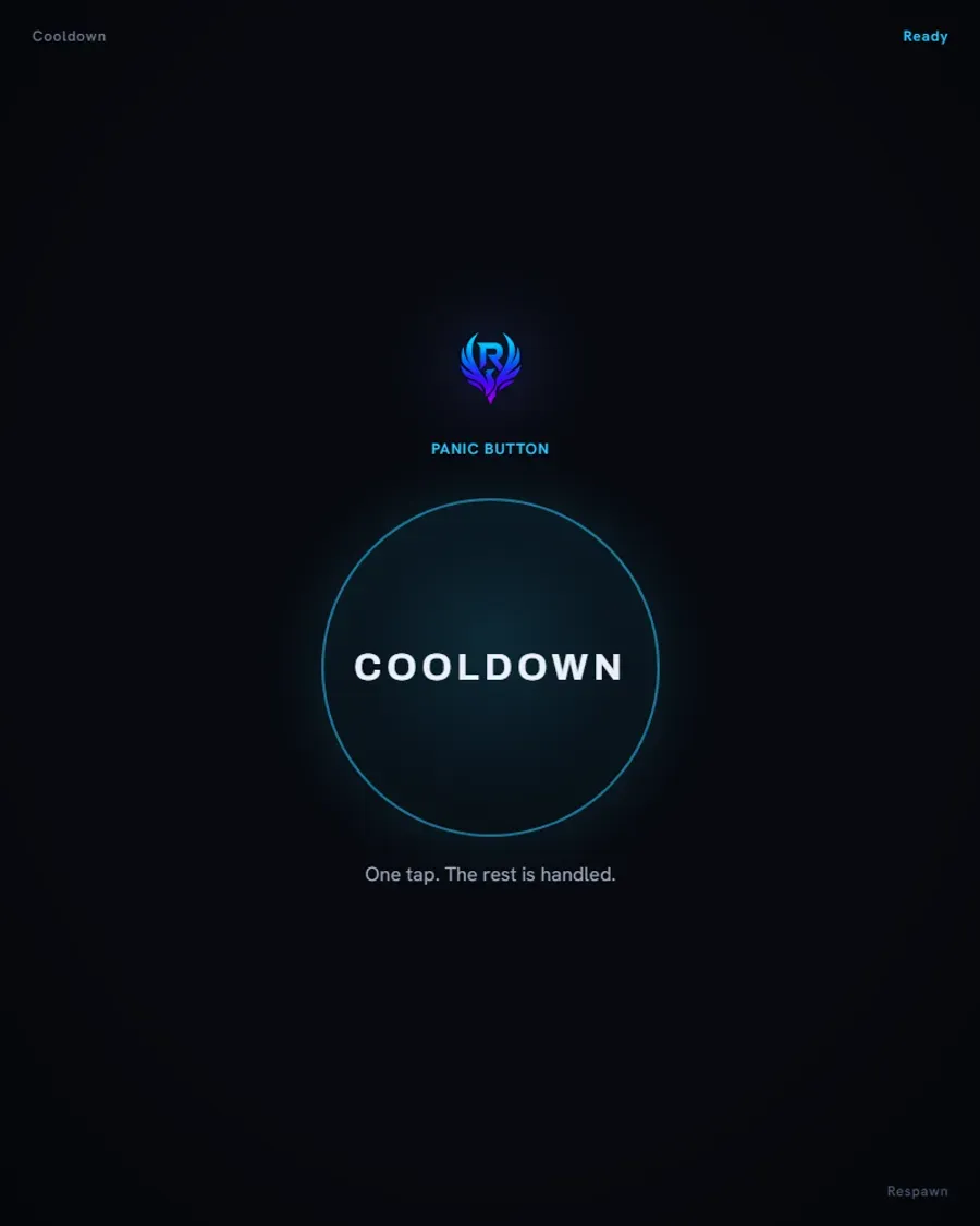 A real screenshot of the Cooldown panic button's home screen